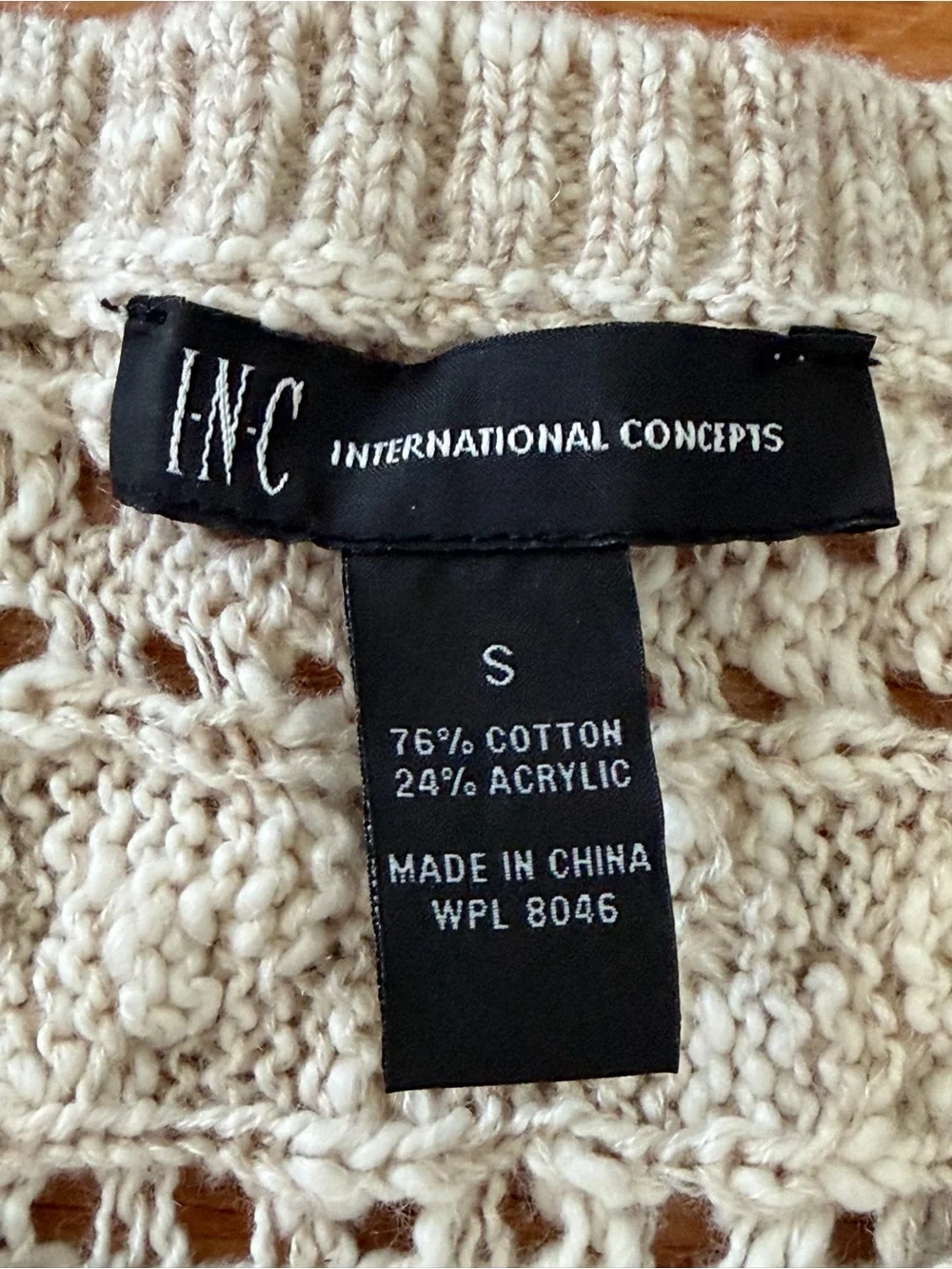 INC Interational Concepts Open Knit Sweater Women's Size Small Ivory NEW